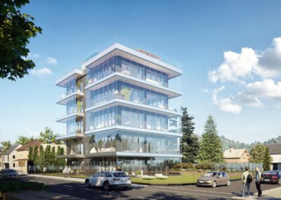 Glass Cube, St. Margrethen, Switzerland - exterior visualization 01 by RNDR