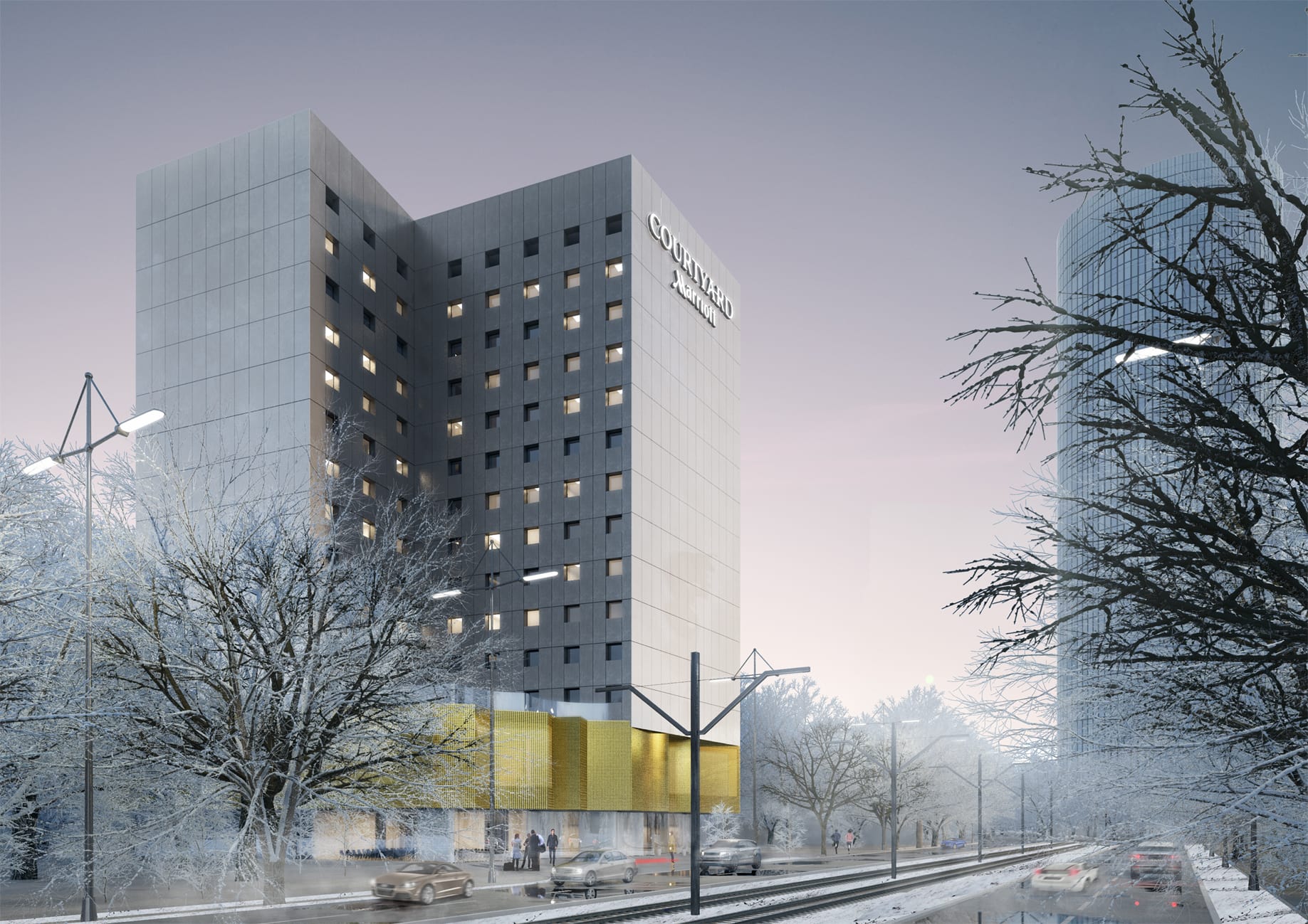 Courtyard Marriot Hotel, Bucharest, Romania - winter rendering 01