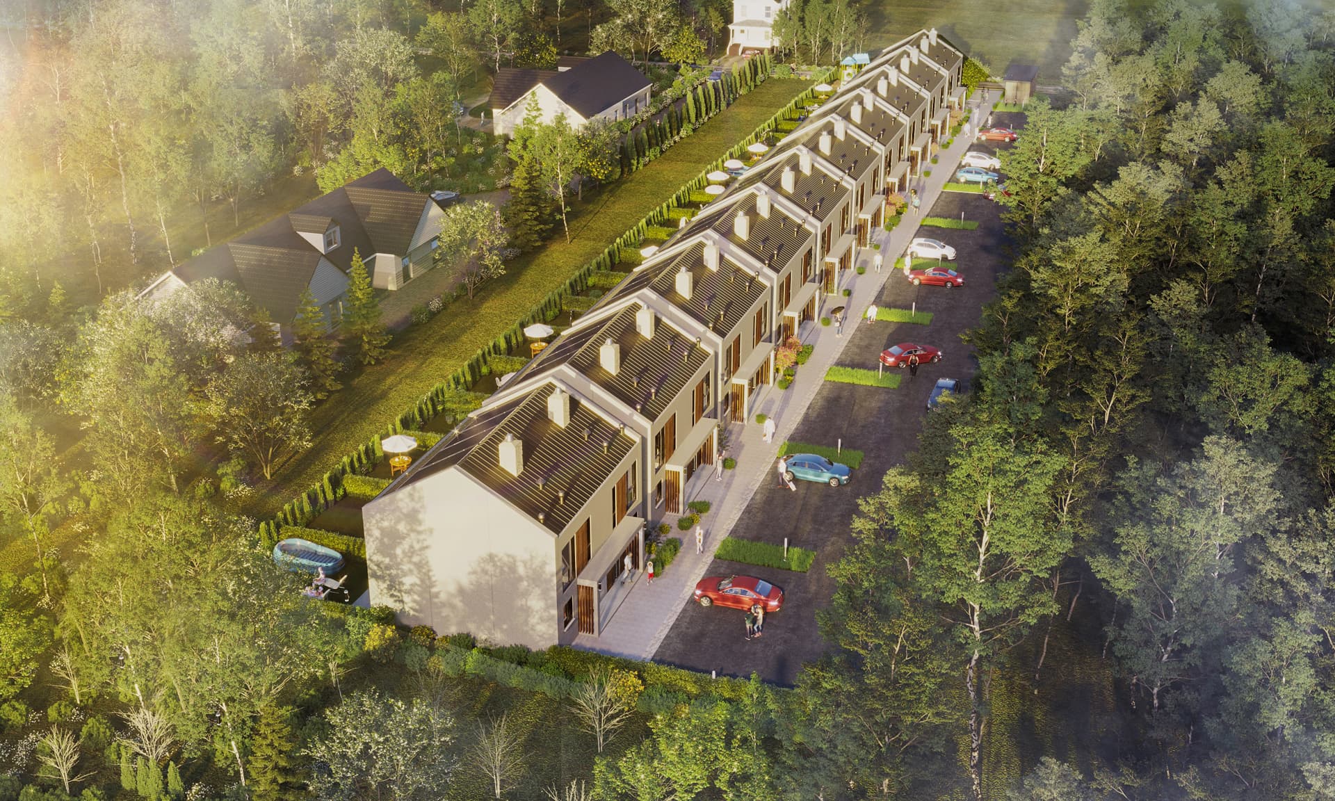 Residential housing in Myslowice, Poland Residential housing in Myslowice, Poland - aerial rendering 01