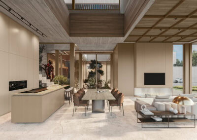 Real estate rendering of kitchen 02 for Luxurious villa in Kuwait, Kuwait