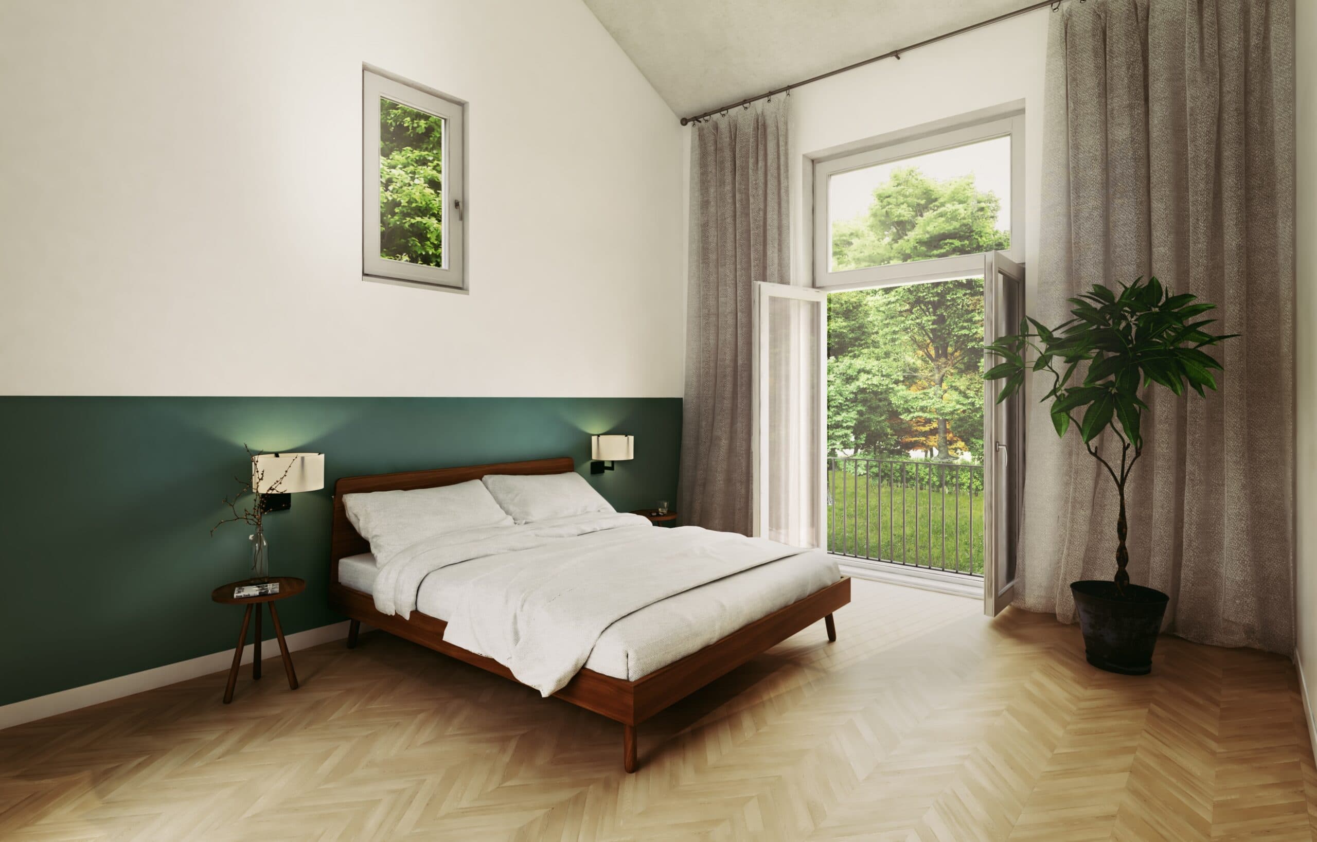Water Villa in Netherlands - bedroom rendering Water Villa in Netherlands - bedroom rendering